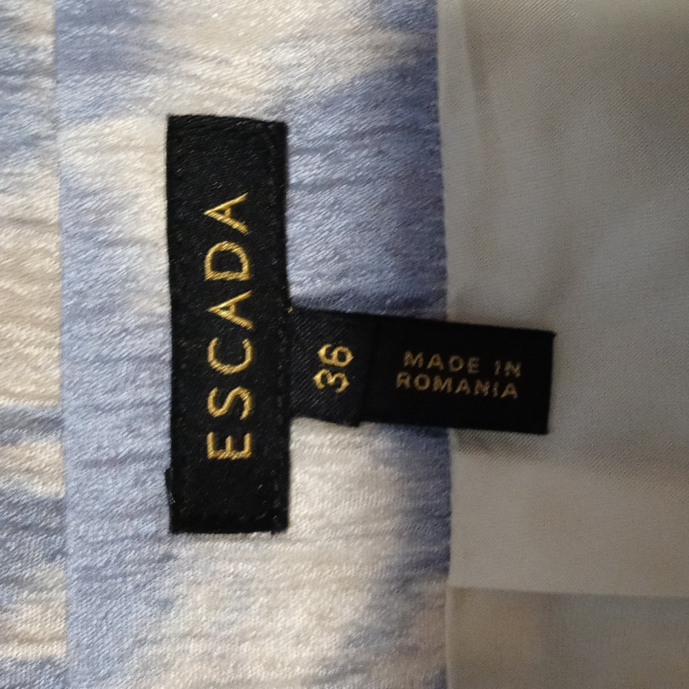 🆕️ 💙Escada💙 - "Ravu" Blue/Cream Floral Silk/Cotton Pencil Skirt - Picture 4 of 13